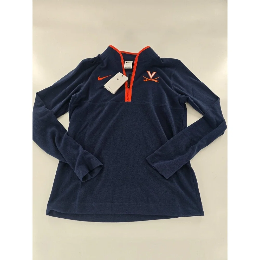 University Of Virginia Cavaliers Nike Dark Blue Dri-Fit 1/4 Zip Mens SZ S Jacket